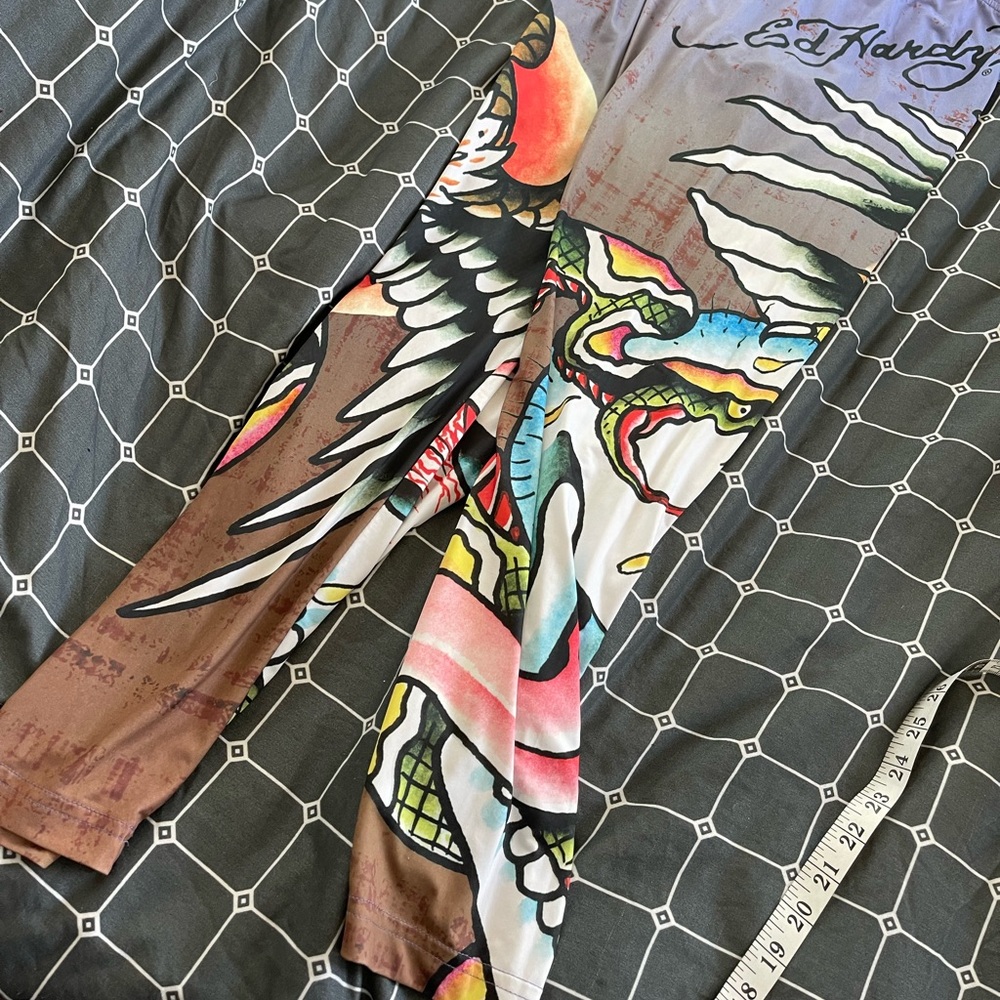 Ed Hardy Christian Audigier LEGGINGS pants bottoms Y2k vintage retro rare skull